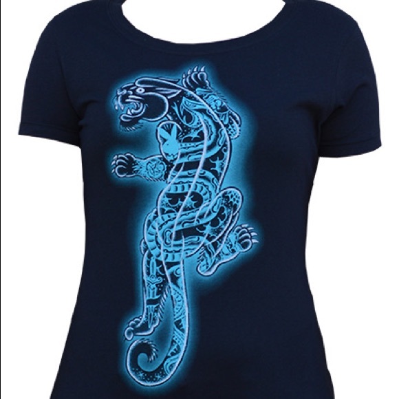 Girls Tattooed Panther Scoop Neck Tattoo Tee NEW S-2XL - Picture 2 of 3